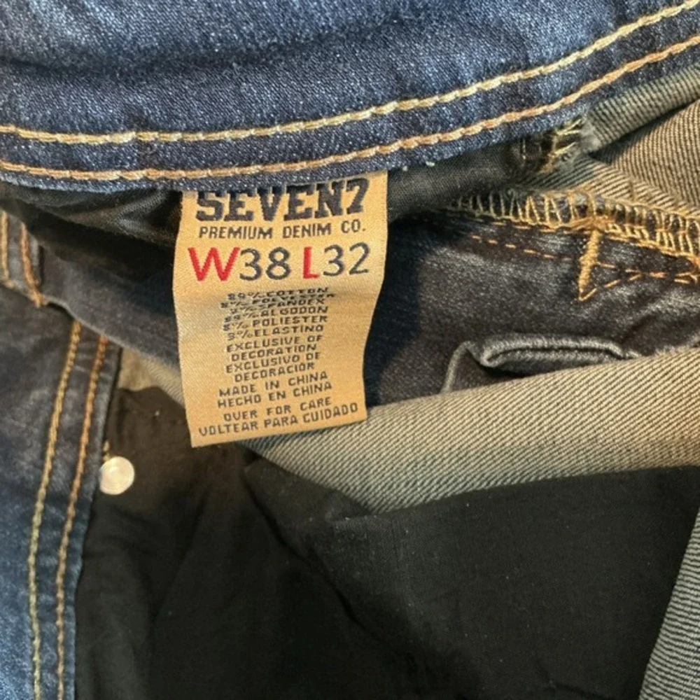 Seven7 Mens Medium Wash Blue Straight‎ Fit Cotton Stretch Pocket Jeans 38x32(30)
